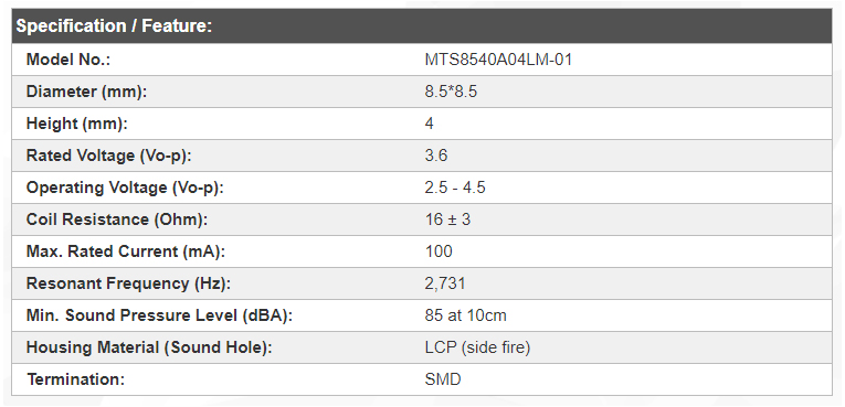 MTS8540A04LM 01 specs
