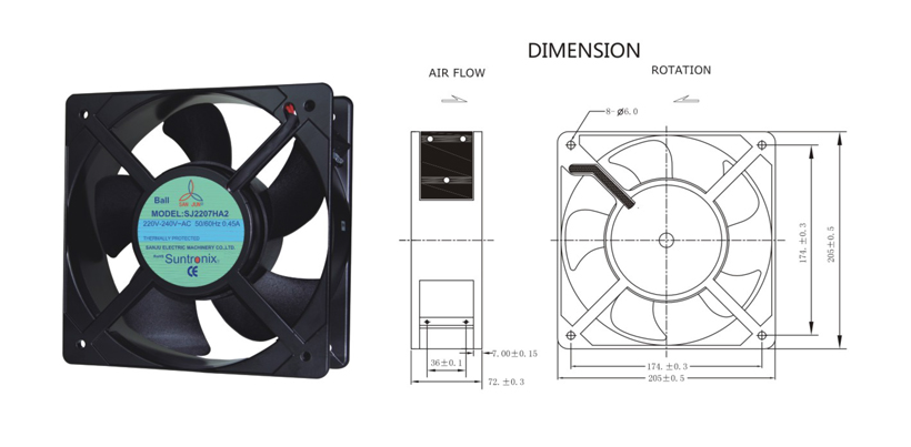 Taiwan Sanju SJ2207HA2-AC axial flow fan | Addcom Solution Pte Ltd