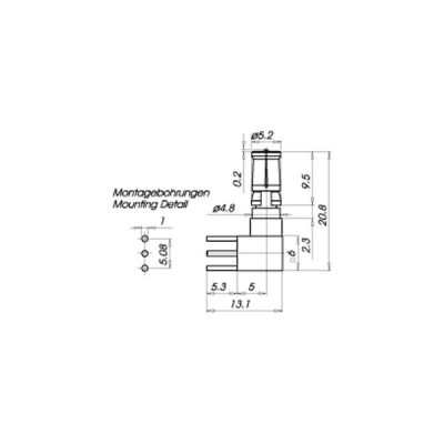 PCB mount angle plug drawing